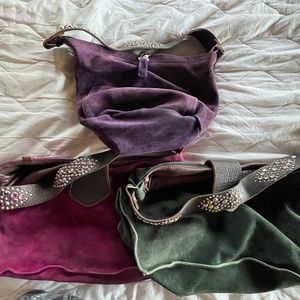 3 Tylie Malibu Suede Bag's w/Rhinestone Straps